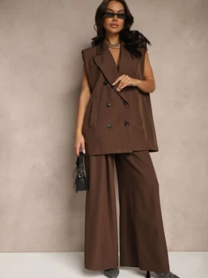 Brązowe Eleganckie Spodnie Palazzo z Szerokimi Nogawkami Adivisa jumelle