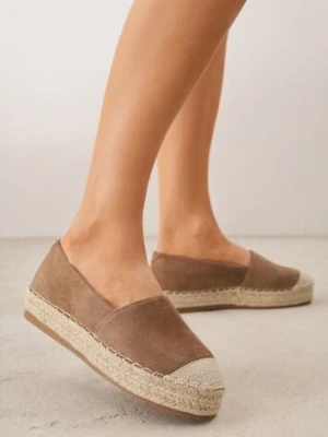 Brązowe Espadryle VICES w Klasycznym Stylu na Platformie z Plecionką Cherimare