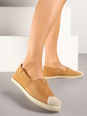 Brązowe Espadryle z Elastyczną Wstawką Zdobione Plecionką Kinellis ballada