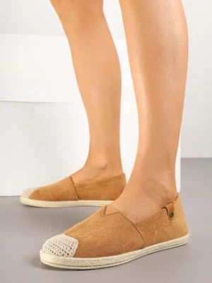 Brązowe Espadryle ze Zdobieniami z Plecionki i Elastyczną Wstawka Nelithae ballada