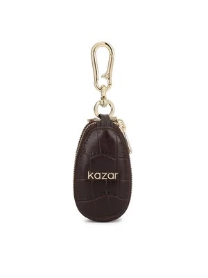 Brązowe etui na klucze ze skóry w tłoczony wzór Kazar