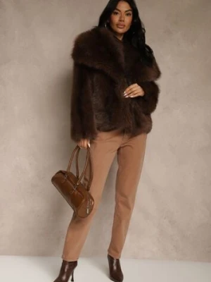 Brązowe Jeansy Mom Fit High Waist Kasena