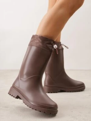 Brązowe Kalosze ze Stoperem na Cholewce Eunosa