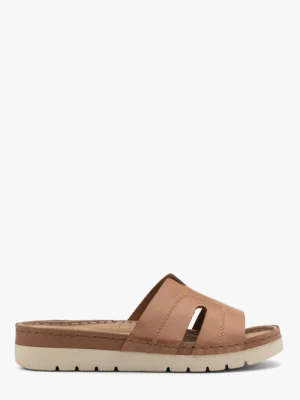 Brązowe klapki damskie z platformą Ryłko