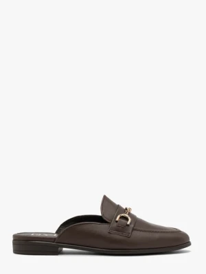 Brązowe klapki mule z klamrą Ryłko