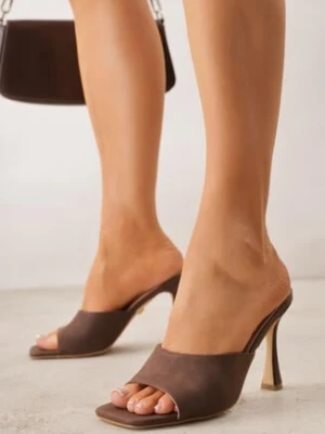 Brązowe Klapki Vices na Szpilce z Kwadratowym Noskiem Mevialia