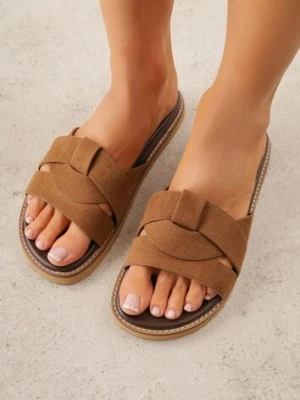 Brązowe Klapki VICES z Geometryczną Cholewką Lorazeiros