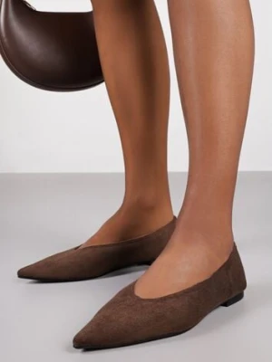 Brązowe Klasyczne Balerinki Vices z Noskiem w Szpic Farrie