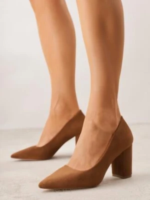 Brązowe Klasyczne Czółenka na Obcasie Vices ze Skórzaną Wkładką Maithria