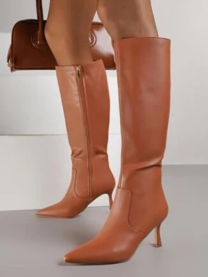 Brązowe Klasyczne Kozaki Vices na Szpilce Izamina