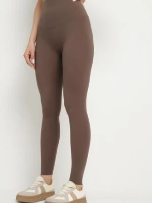 Brązowe Klasyczne Legginsy z Wysokim Stanem Melio yu & me