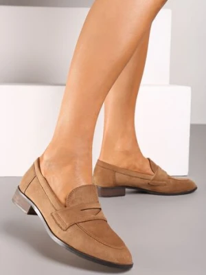 Brązowe Klasyczne Mokasyny Typu Loafersy na Płaskiej Podeszwie Daivina vices