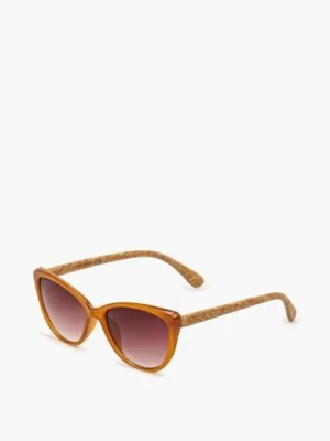 Brązowe Klasyczne Okulary Przeciwsłoneczne z Cienkimi Oprawkami Emulia