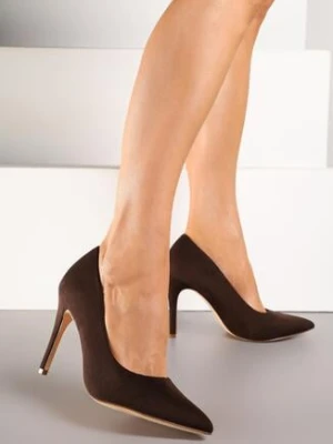 Brązowe Klasyczne Szpilki Vices z Wkładką ze Skóry Naturalnej Ennoriel