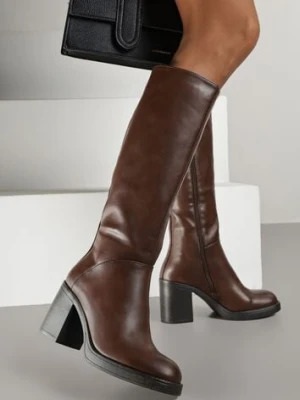 Brązowe Kozaki na Słupku przed Kolano Cindria ballada