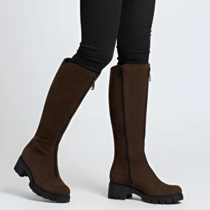 Brązowe Kozaki Simen Eleganckie Buty Damskie