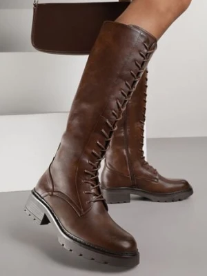 Brązowe Kozaki Typu Workery Rhaethe