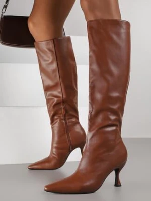 Brązowe Kozaki Vices na Kaczuszce z Marszczoną Cholewką Miozea