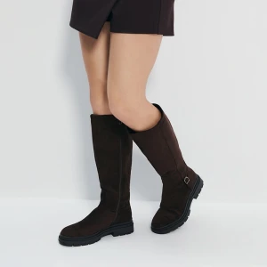 Brązowe kozaki ze sztucznego zamszu House