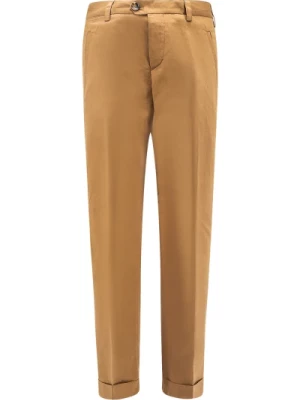 Brązowe lniane spodnie proste nogawki PT Torino