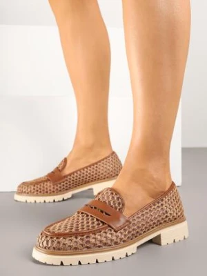 Brązowe Mokasyny Ozdobione Ażurową Cholewką Uliorela seastar