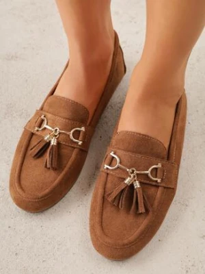 Brązowe Mokasyny VICES z Modnymi Chwostami z Imitacji Zamszu z Wkładką z Naturalnej Skóry Calirea