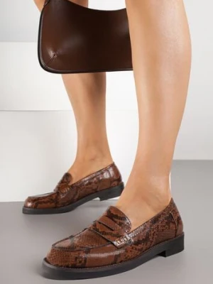 Brązowe Mokasyny z Wężowym Motywem Latanna super mode