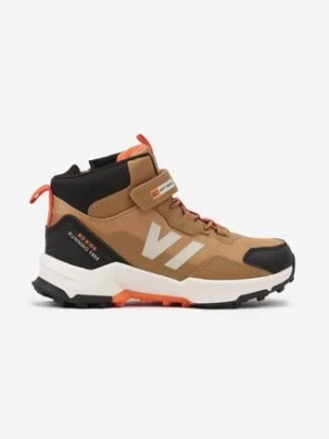 Brązowe Ocieplane Botki Sportowe Zapinane na Dodatkowy Rzep Ellionis