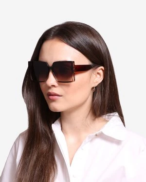 Brązowe okulary przeciwsłoneczne damskie Shelvt
