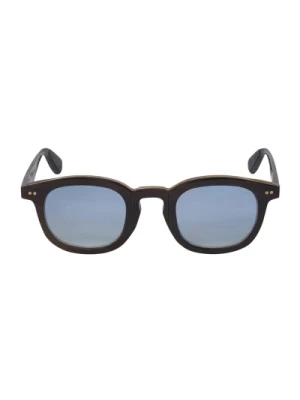 Brązowe okulary przeciwsłoneczne z niebieskim odcieniem Kiton