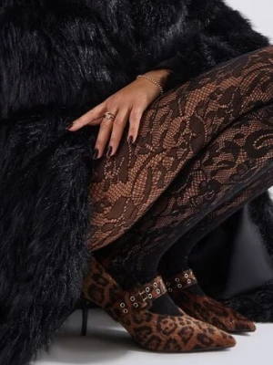 Brązowe Panterkowe Czółenka Vices na Szpilce z Wkładką ze Skóry Naturalnej z Klamrą Nalisette