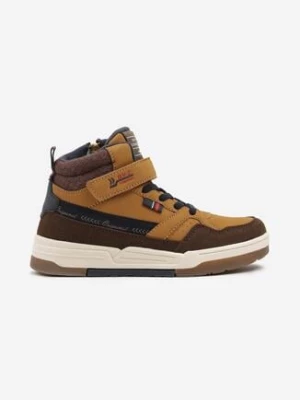Brązowe Płaskie Botki Sneakersy ze Sznurowaniem i Napisami Izalia