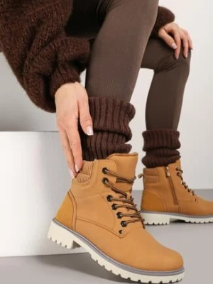 Brązowe Płaskie Klasyczne Traperki ze Sznurowaniem Lobanne vices