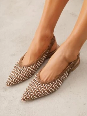 Brązowe Plecione Baleriny z Noskiem w Szpic i Odkrytą Piętą Safire