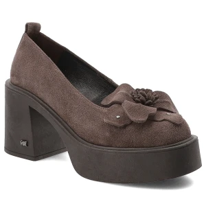 Brązowe Półbuty Karino Eleganckie Obuwie Damskie Na Obcasie