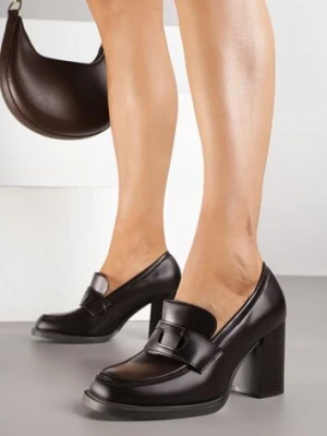 Brązowe Półbuty Mokasyny na Słupku Liarissa c'm paris