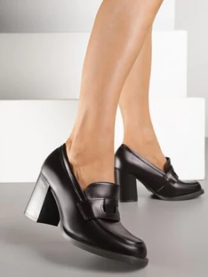 Brązowe Półbuty na Obcasie w Stylu Mokasynów Adalore c'm paris