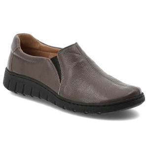 Brązowe Półbuty Wasak Wsuwane Skórzane Obuwie Damskie