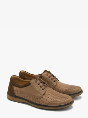 Brązowe półbuty z ozdobną perforacją Ryłko