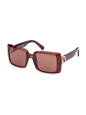 Brązowe prostokątne okulary przeciwsłoneczne z pantografem Moncler