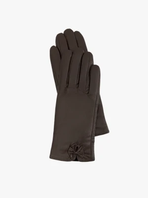 Brązowe rękawiczki ze skóry licowej Ryłko