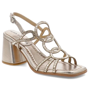 Sandały damskie Alma en Pena, eleganckie na wysokim obcasie i zapinane sprzączką, brązowe, V250990