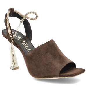 Brązowe Sandały Chebello Eleganckie Obuwie Damskie Na Obcasie