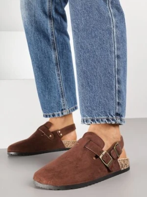 Brązowe Sandały na Korkowej Podeszwie z Paskami i Kwadratowymi Klamrami Acerrive c'm paris