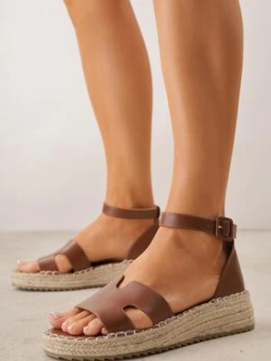 Brązowe Sandały VICES na Grubej Plecionej Podeszwie Meztora