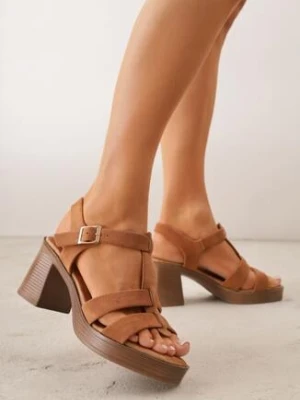 Brązowe Sandały VICES na Platformie i Obcasie z Dwoma Paskami Noemala