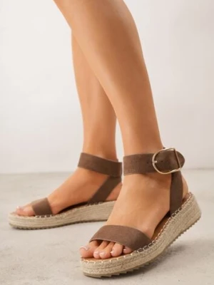 Brązowe Sandały VICES na Platformie Ozdobione Plecionką z Juty Pellitoris