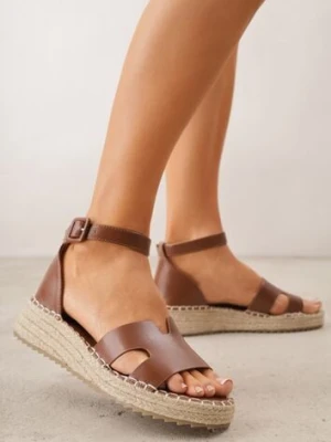 Brązowe Sandały VICES na Platformie z Plecionką i Wycięciami Helimis