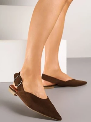 Brązowe Sandały Vices Typu Slingback z Wkładką ze Skóry Naturalnej Rallora