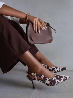 Brązowe Sandały Vices w Krowie Łaty na Szpilce Slingback Raleira